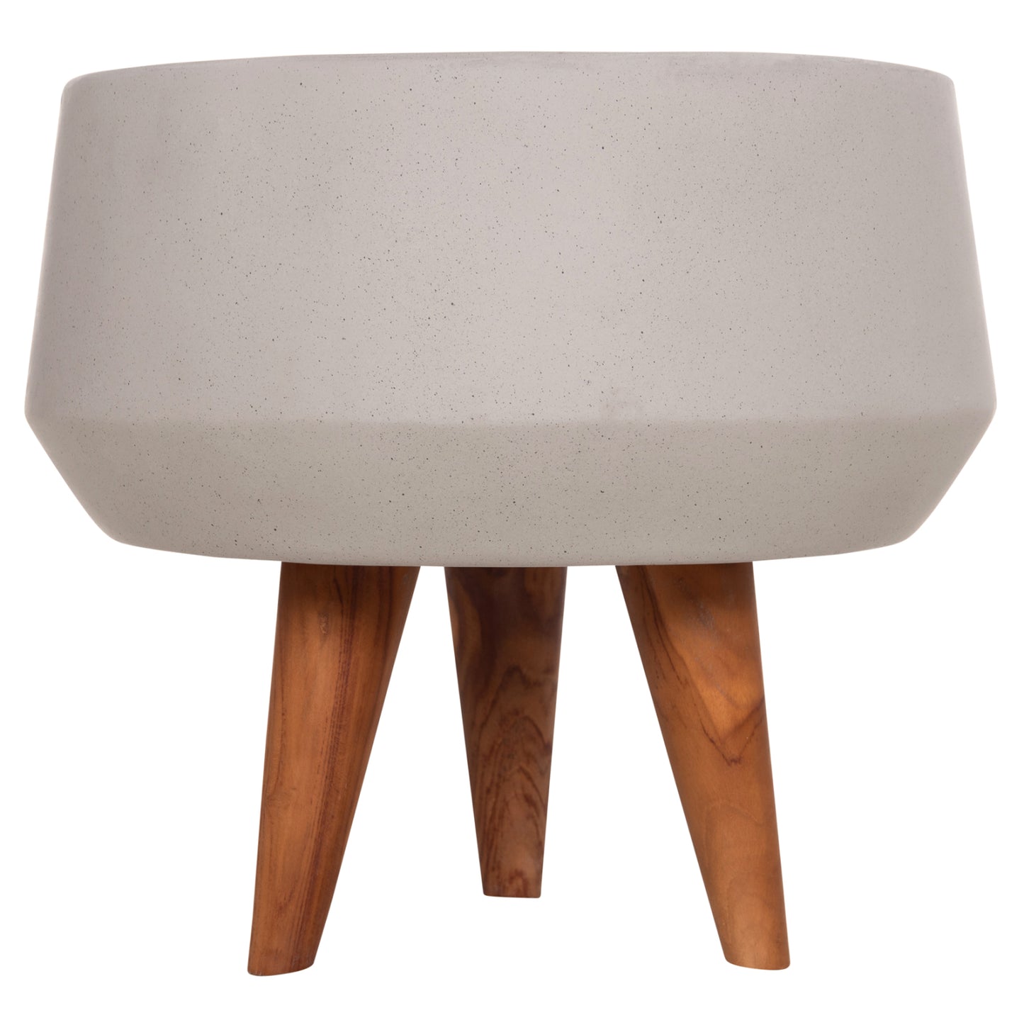 INDOOR POT QUAN HM4680.03S FIBER CEMENT IN GREY--TEAK BASE Φ37x36Hcm