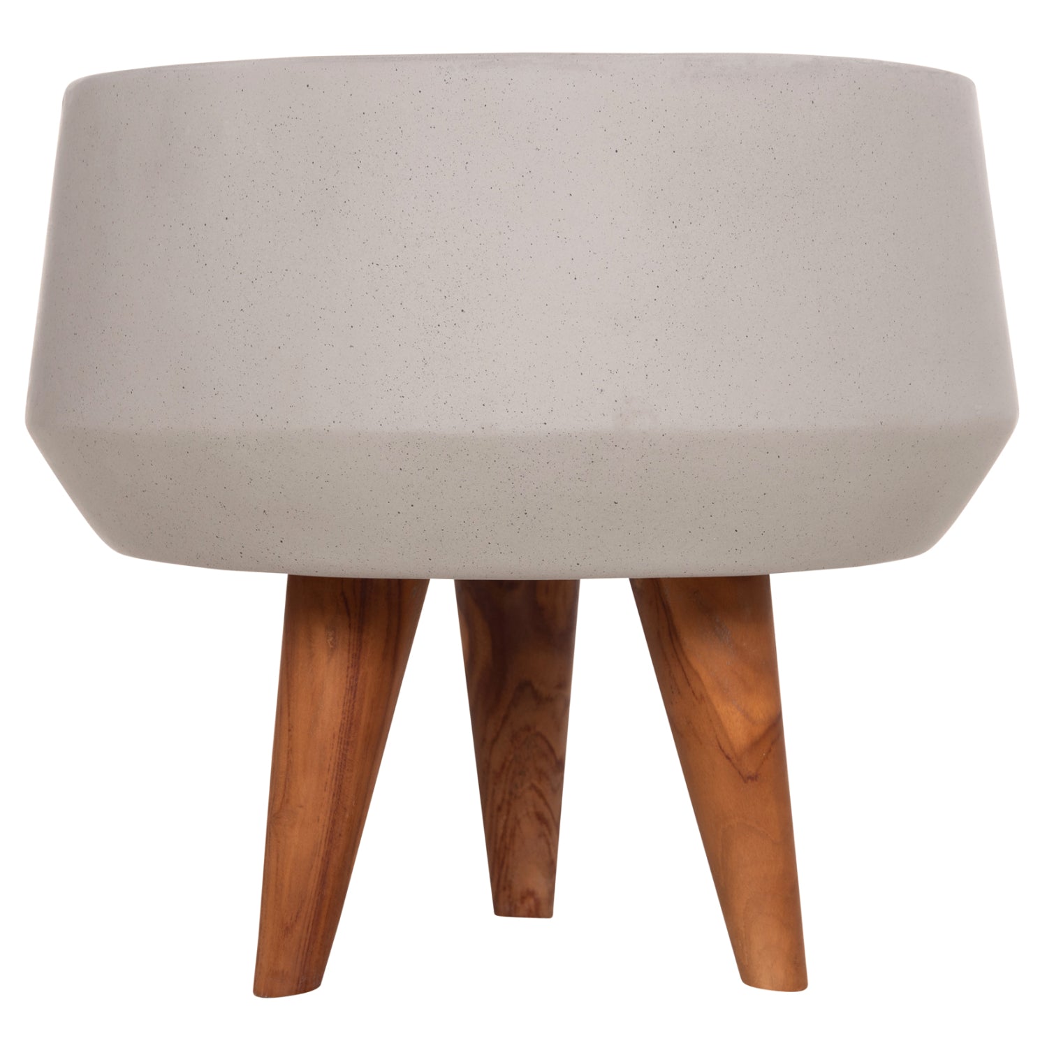 INDOOR POT QUAN HM4680.03S FIBER CEMENT IN GREY--TEAK BASE Φ37x36Hcm
