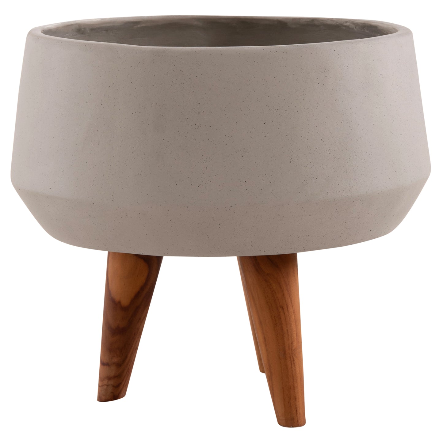 INDOOR POT QUAN HM4680.03S FIBER CEMENT IN GREY--TEAK BASE Φ37x36Hcm