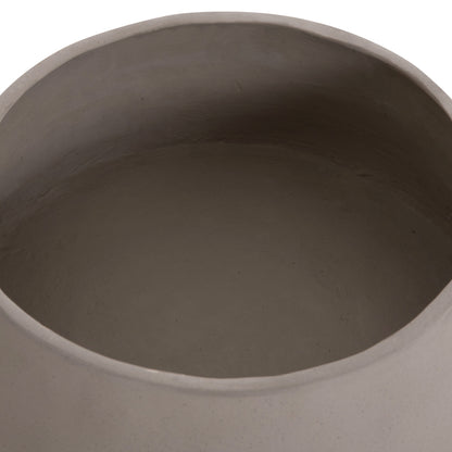 INDOOR POT QUAN HM4680.03S FIBER CEMENT IN GREY--TEAK BASE Φ37x36Hcm