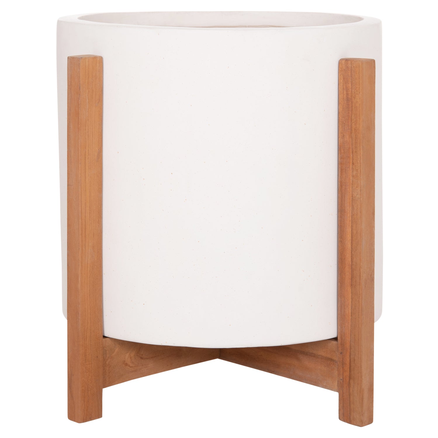 INDOOR POT HOFF HM4682.02M FIBER CEMENT IN WHITE--TEAK BASE Φ40x39Hcm