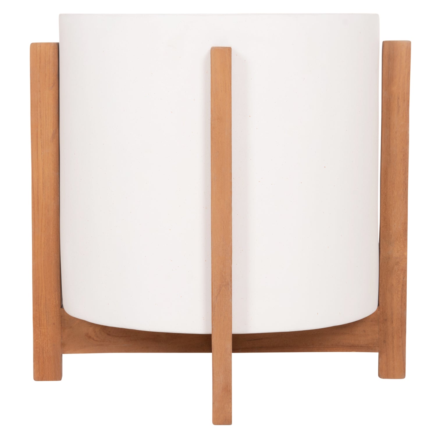 INDOOR POT HOFF HM4682.02M FIBER CEMENT IN WHITE--TEAK BASE Φ40x39Hcm
