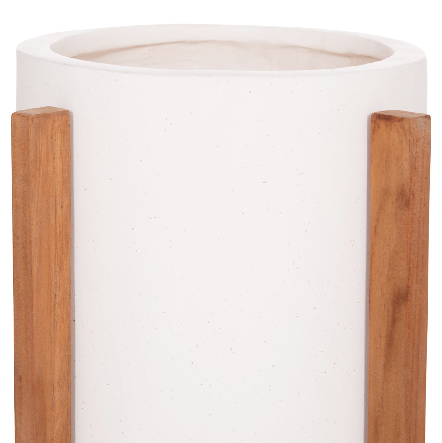 INDOOR POT HOFF HM4682.02S FIBER CEMENT IN WHITE--TEAK BASE Φ33x42Hcm
