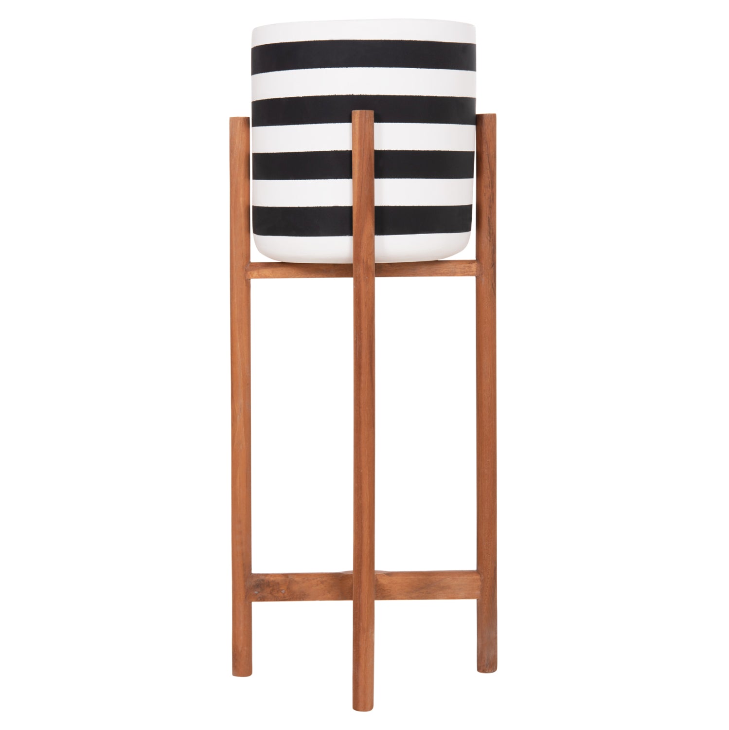 INDOOR POT RENTIL HM4683S FIBER CEMENT IN BLACK/WHITE--TEAK BASE Φ23x60Hcm