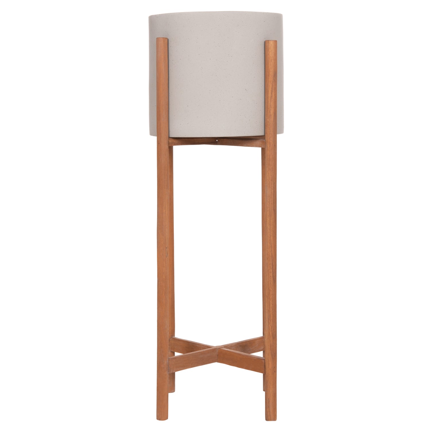 INDOOR POT RENTIL HM4684.03L FIBER CEMENT IN GREY COLOR--TEAK BASE Φ27x66Hcm
