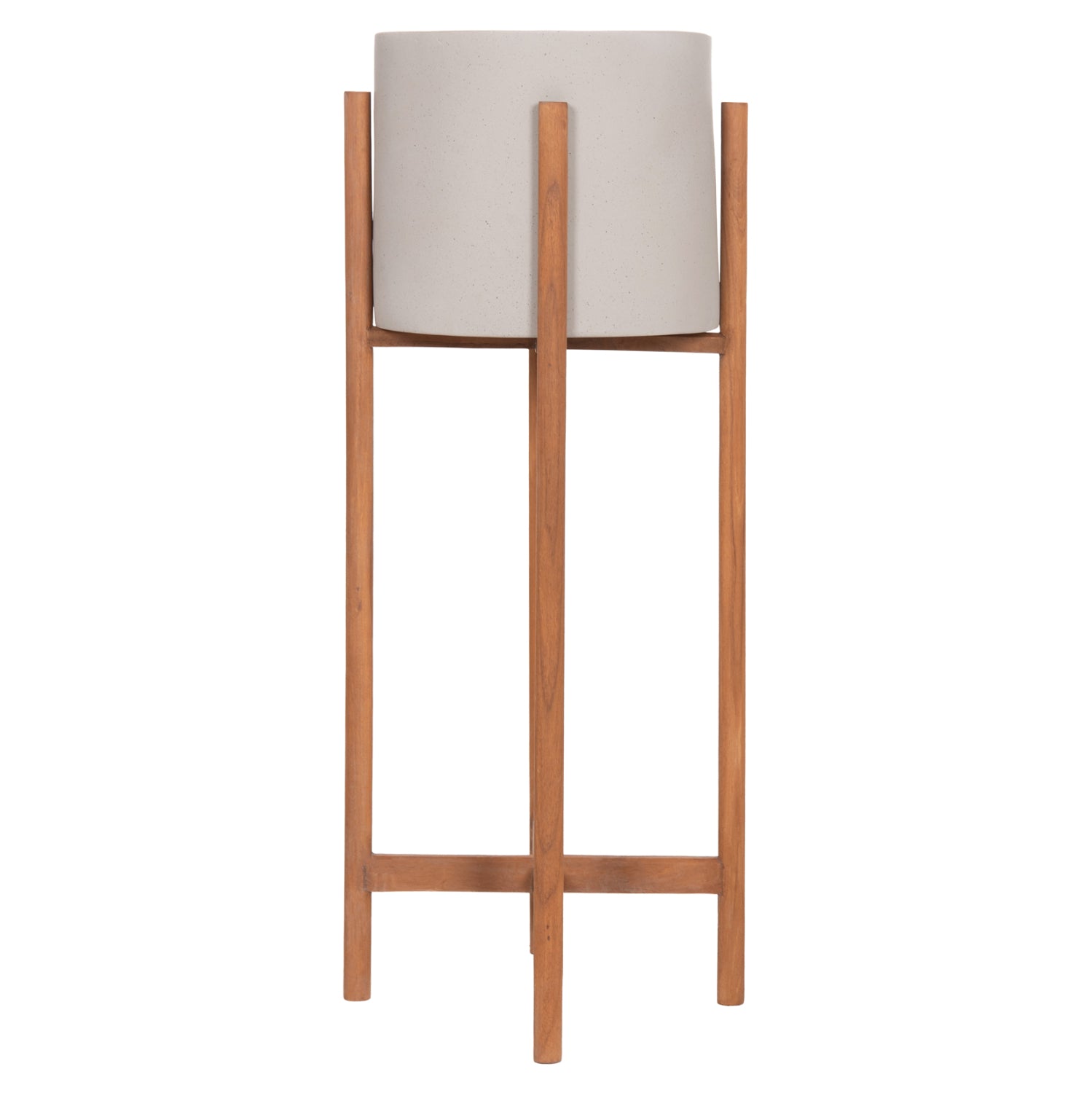 INDOOR POT RENTIL HM4684.03L FIBER CEMENT IN GREY COLOR--TEAK BASE Φ27x66Hcm