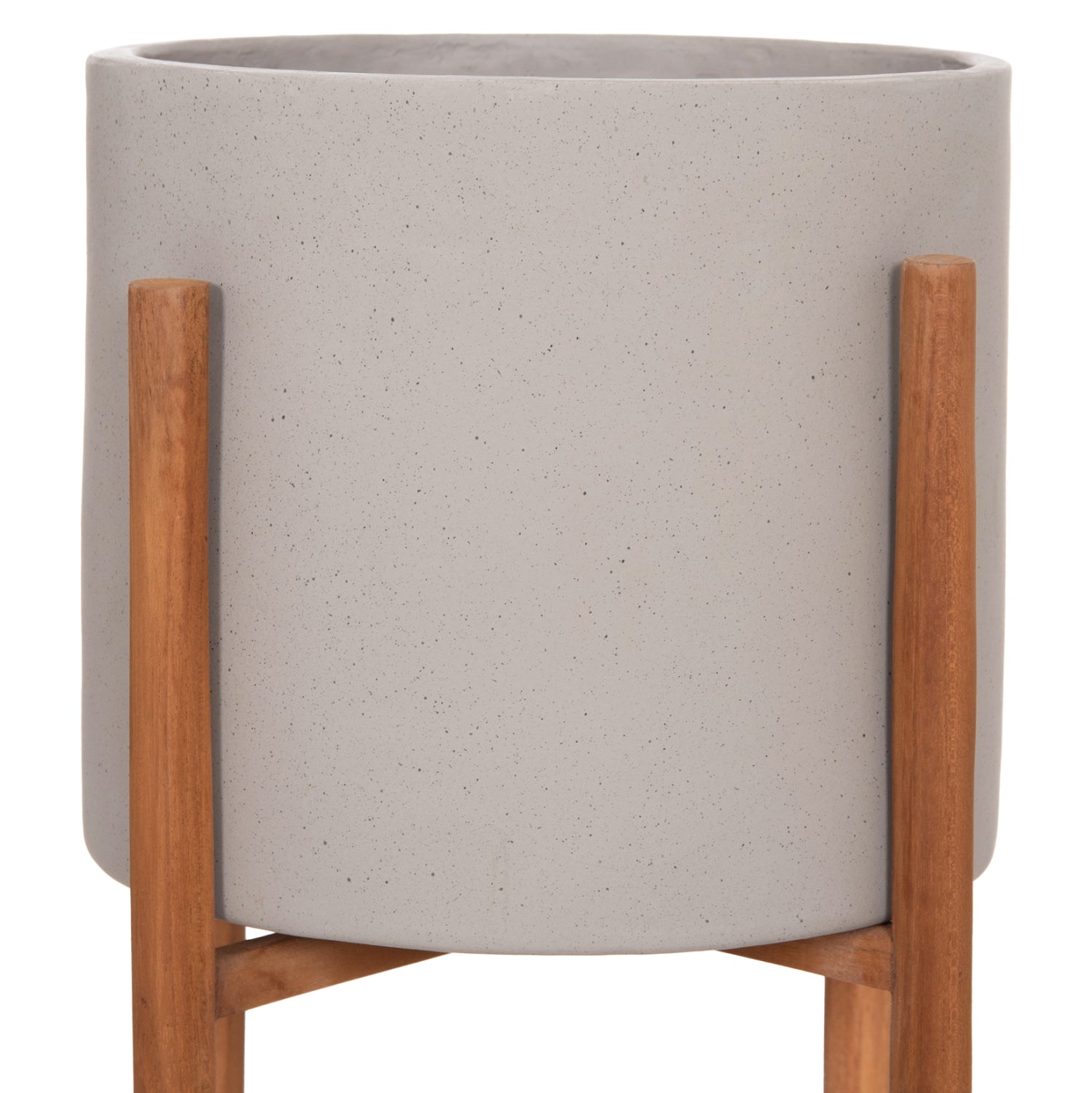 INDOOR POT RENTIL HM4684.03S FIBER CEMENT IN GREY COLOR--TEAK BASE Φ27x56Hcm