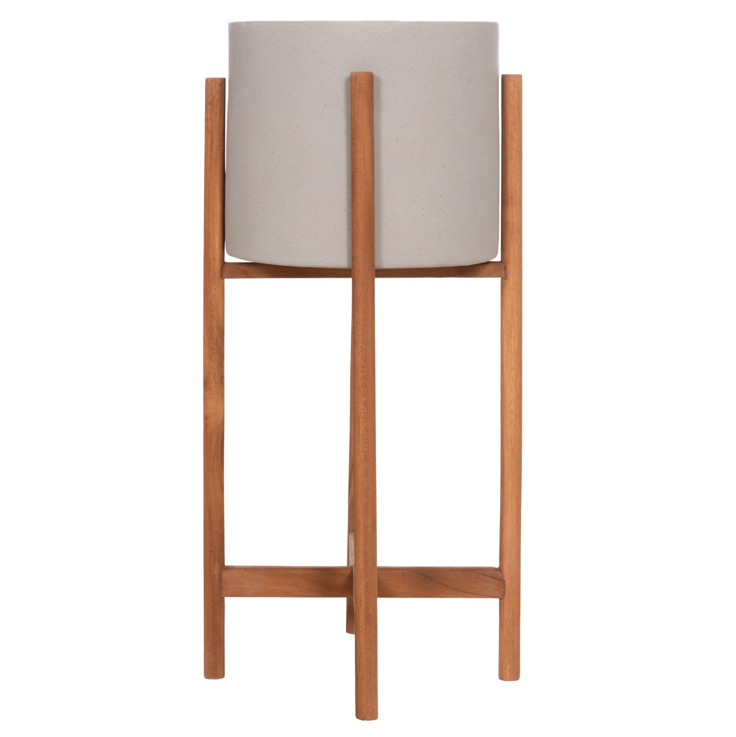 INDOOR POT RENTIL HM4684.03S FIBER CEMENT IN GREY COLOR--TEAK BASE Φ27x56Hcm