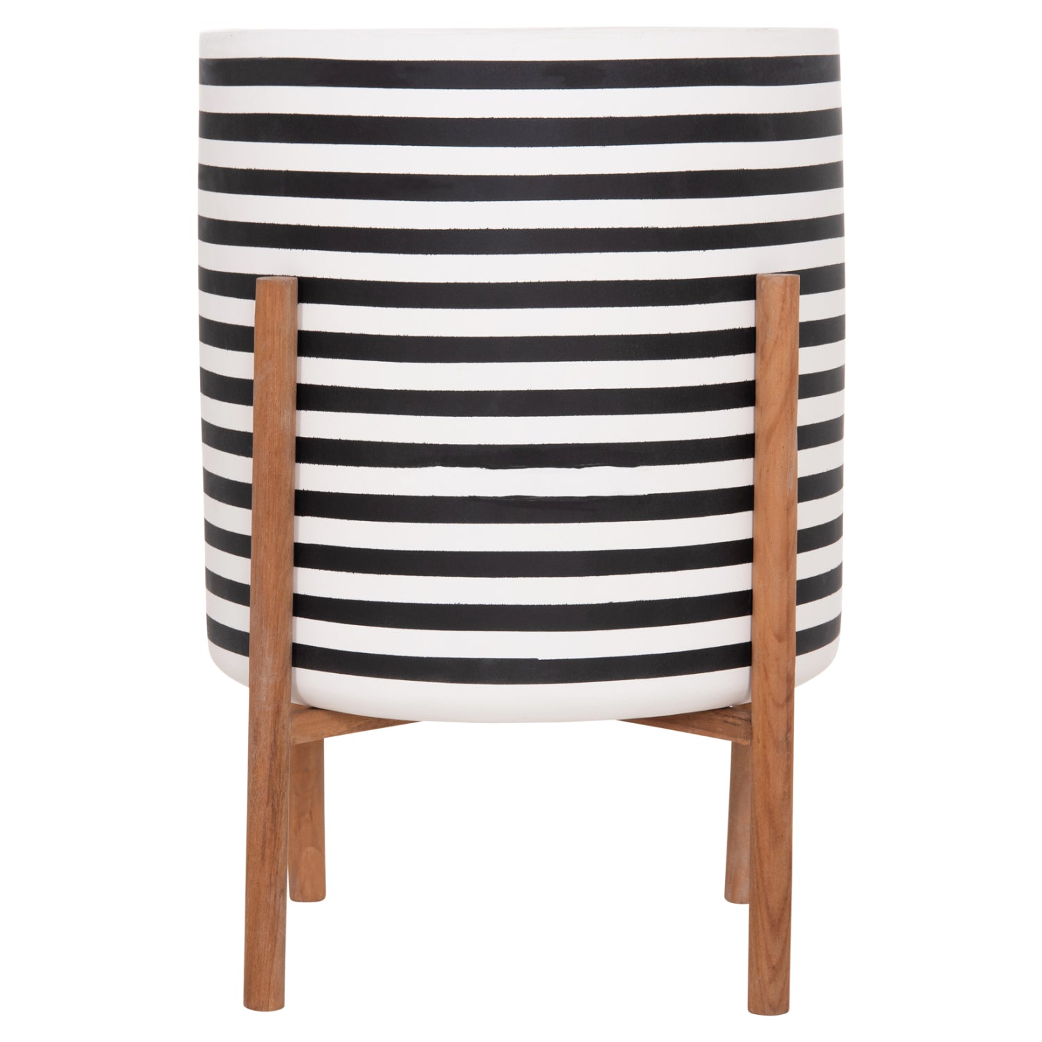 INDOOR POT RENTIL HM4683L FIBER CEMENT IN BLACK/WHITE--TEAK BASE Φ35x45Hcm