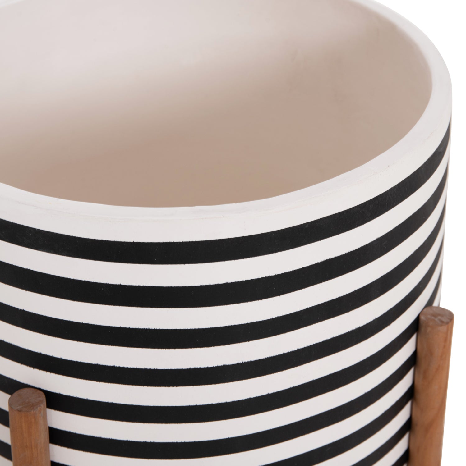 INDOOR POT RENTIL HM4683L FIBER CEMENT IN BLACK/WHITE--TEAK BASE Φ35x45Hcm