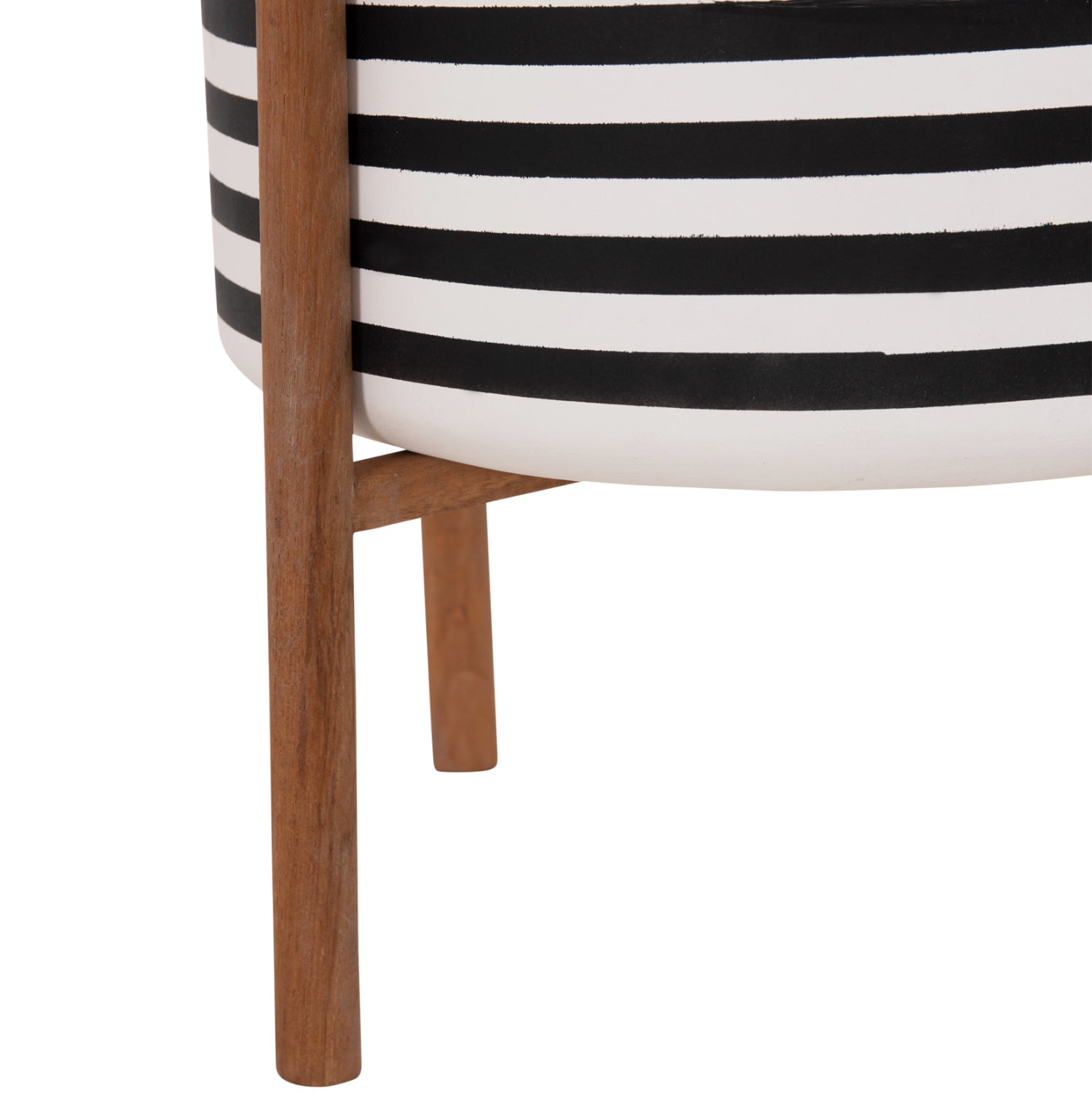 INDOOR POT RENTIL HM4683L FIBER CEMENT IN BLACK/WHITE--TEAK BASE Φ35x45Hcm