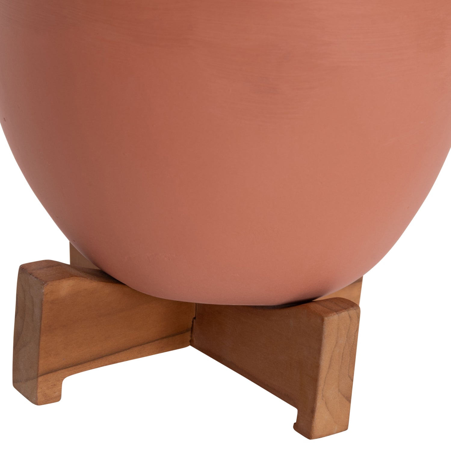 PLANTERS (POTS) 2PCS SET SEON HM4686.08 TERRACOTTA IN WHITE & TERRACOTTA--TEAK STANDS