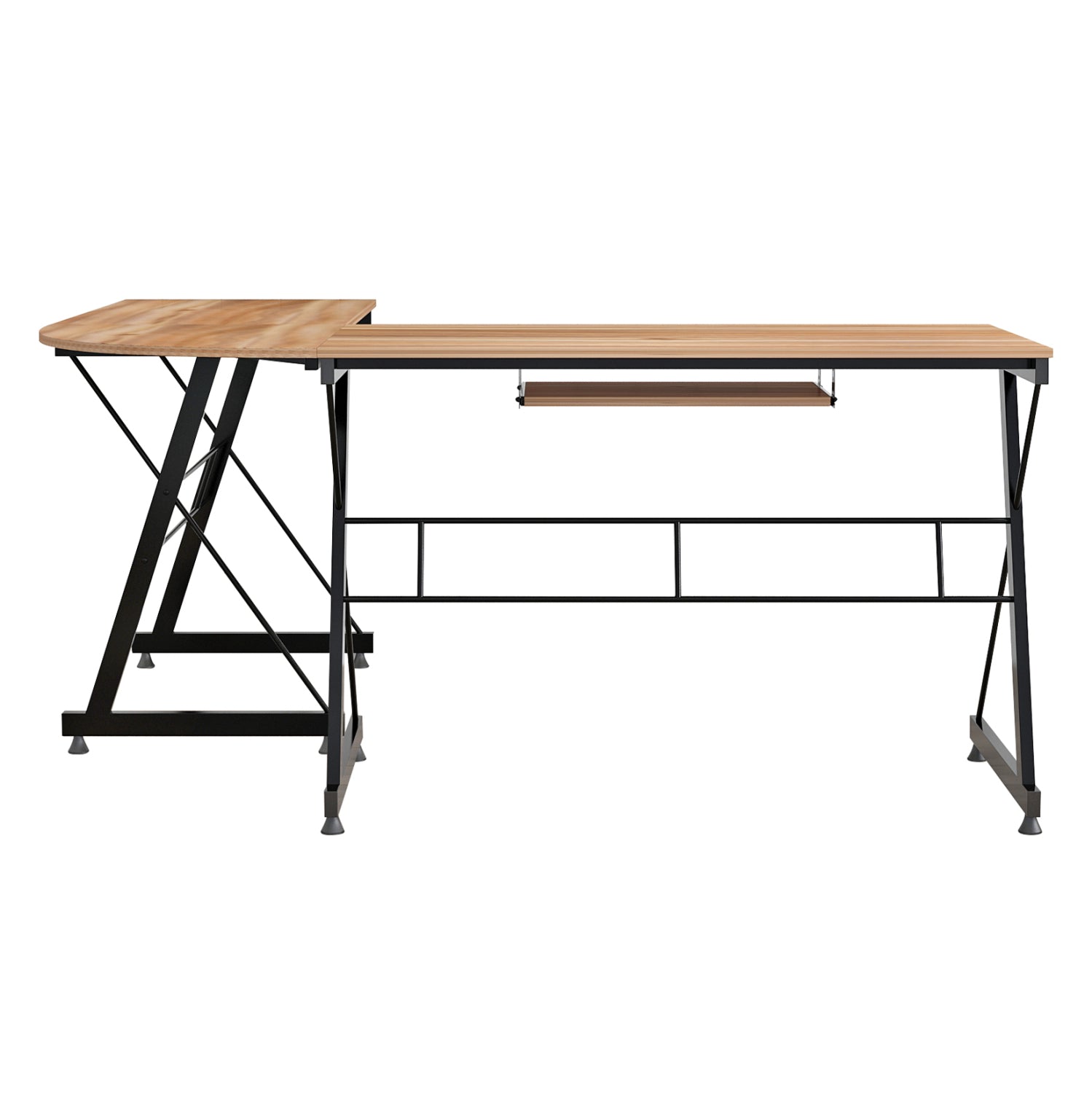 CORNER OFFICE WALNUT SURFACE WITH METAL FRAME HM2127.02 158Χ120Χ74cm.