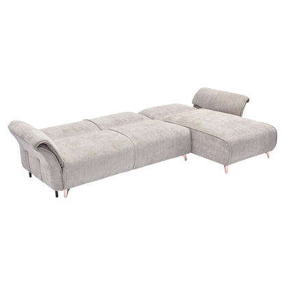 CORNER REVERSIBLE SOFA-BED MAILO HM6071.05 BEIGE FABRIC-METAL LEGS 300x150x80Hcm.