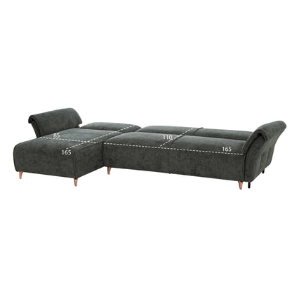 CORNER REVERSIBLE SOFA-BED MAILO HM6071.03 GREEN FABRIC-METAL LEGS 300x145x80Hcm.