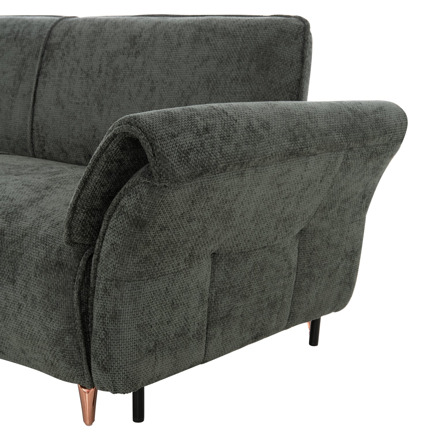 CORNER REVERSIBLE SOFA-BED MAILO HM6071.03 GREEN FABRIC-METAL LEGS 300x145x80Hcm.
