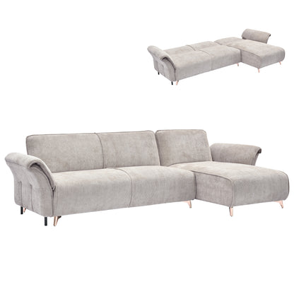 CORNER REVERSIBLE SOFA-BED MAILO HM6071.05 BEIGE FABRIC-METAL LEGS 300x150x80Hcm.