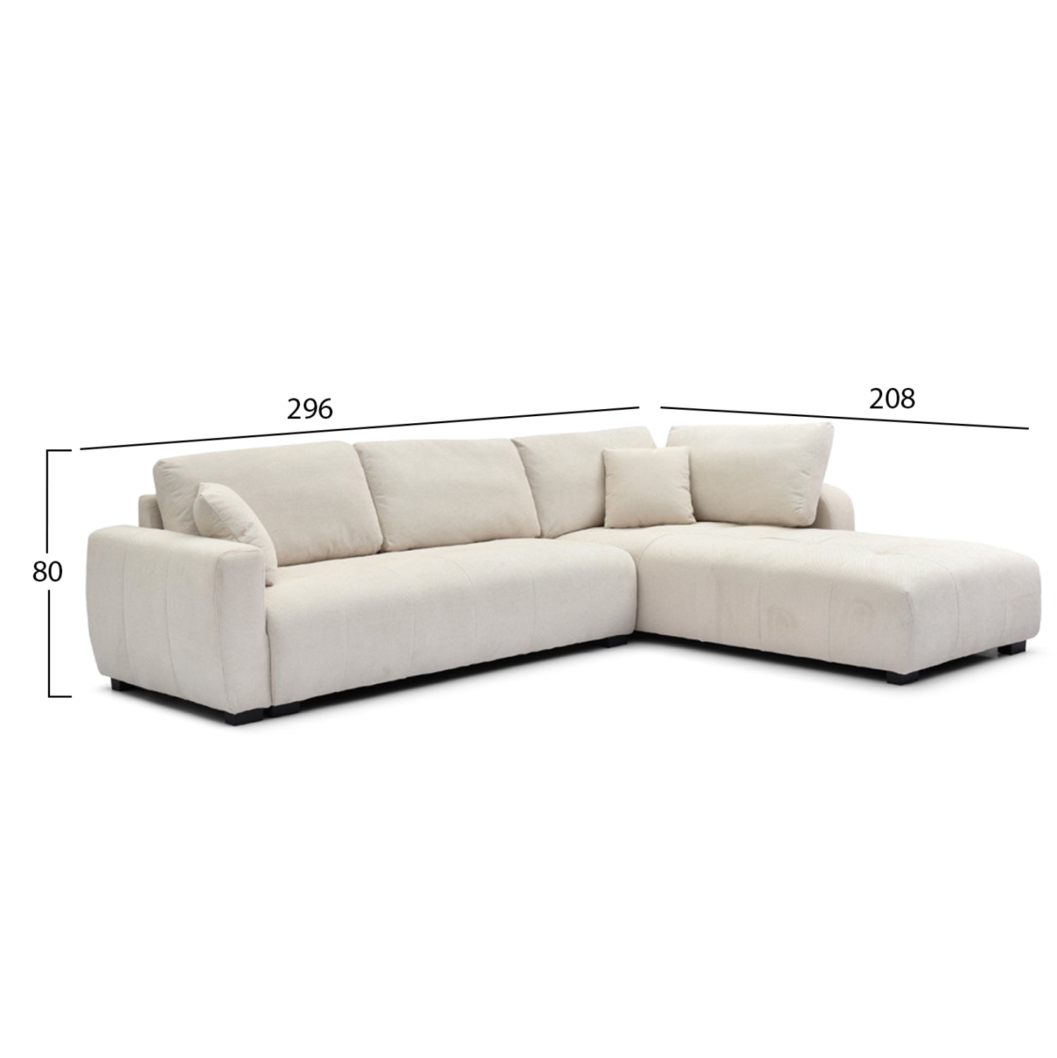 CORNER SOFA REVERSIBLE MEDEL HM3288.02 ECRU P.E. FABRIC 296x208x80Hcm.