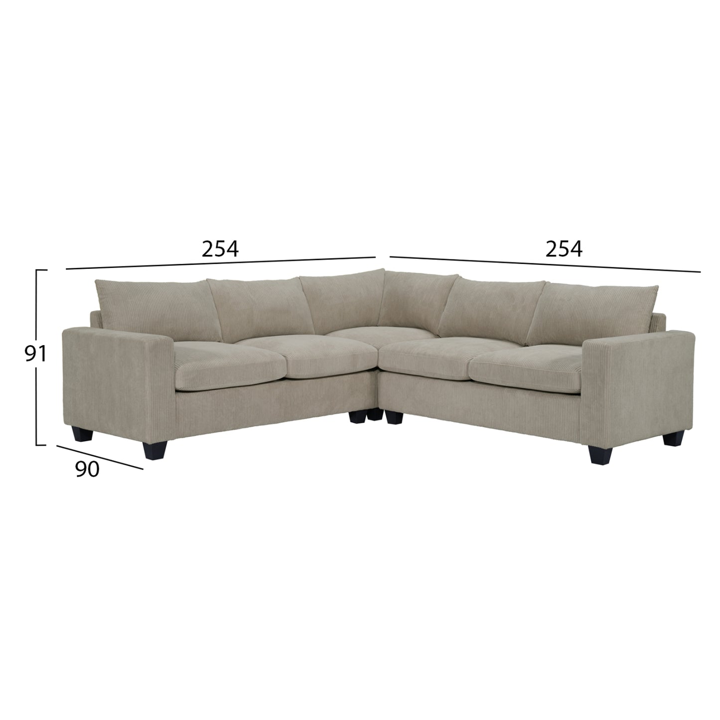 CORNER SOFA CALDER HM3286.03 BEIGE FABRIC 254x254x90(seat)x91Hcm.