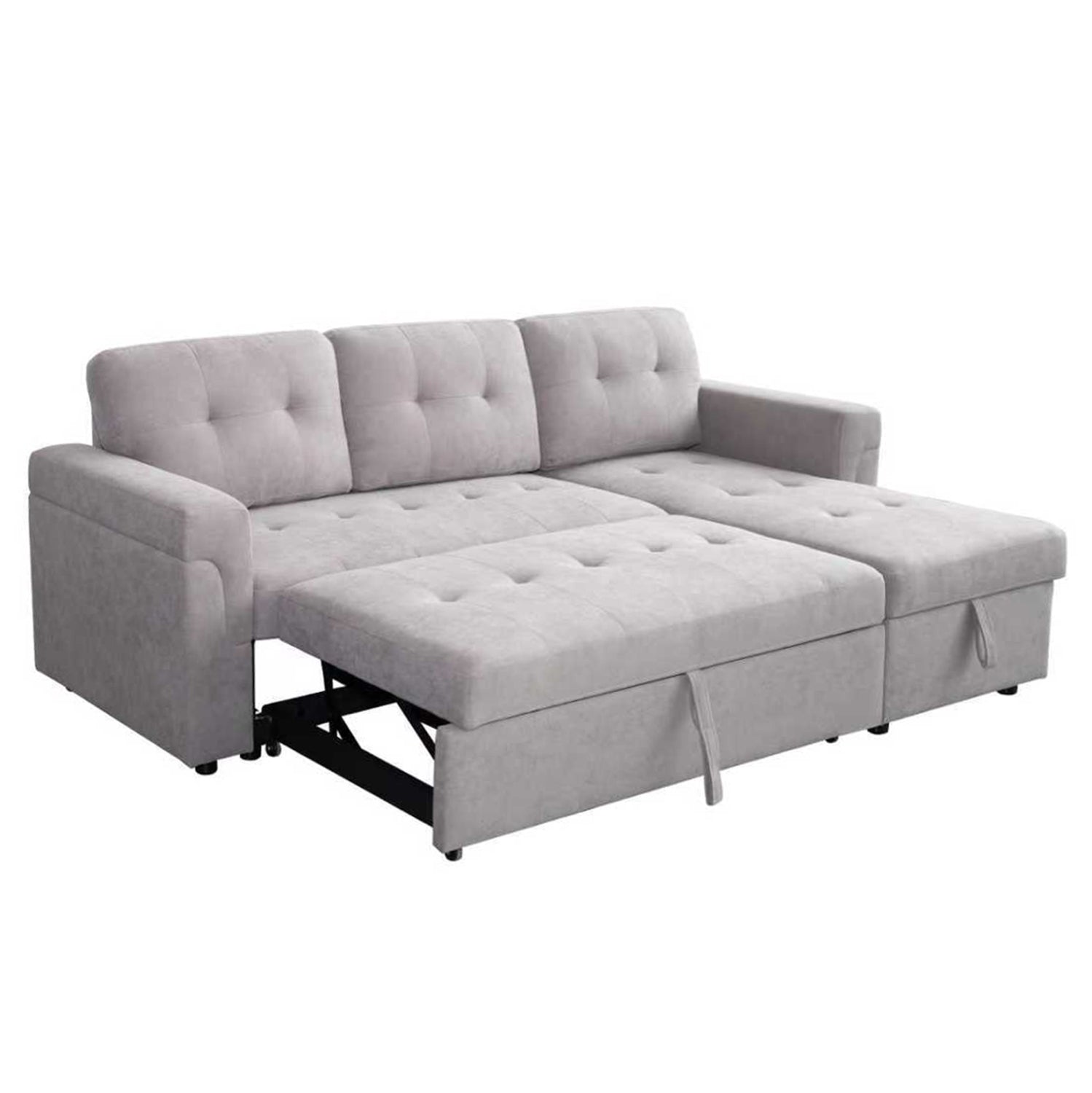 CORNER SOFA-BED REVERSIBLE SAL HM3310.01 LIGHT GREY FABRIC 214x137x83Hcm