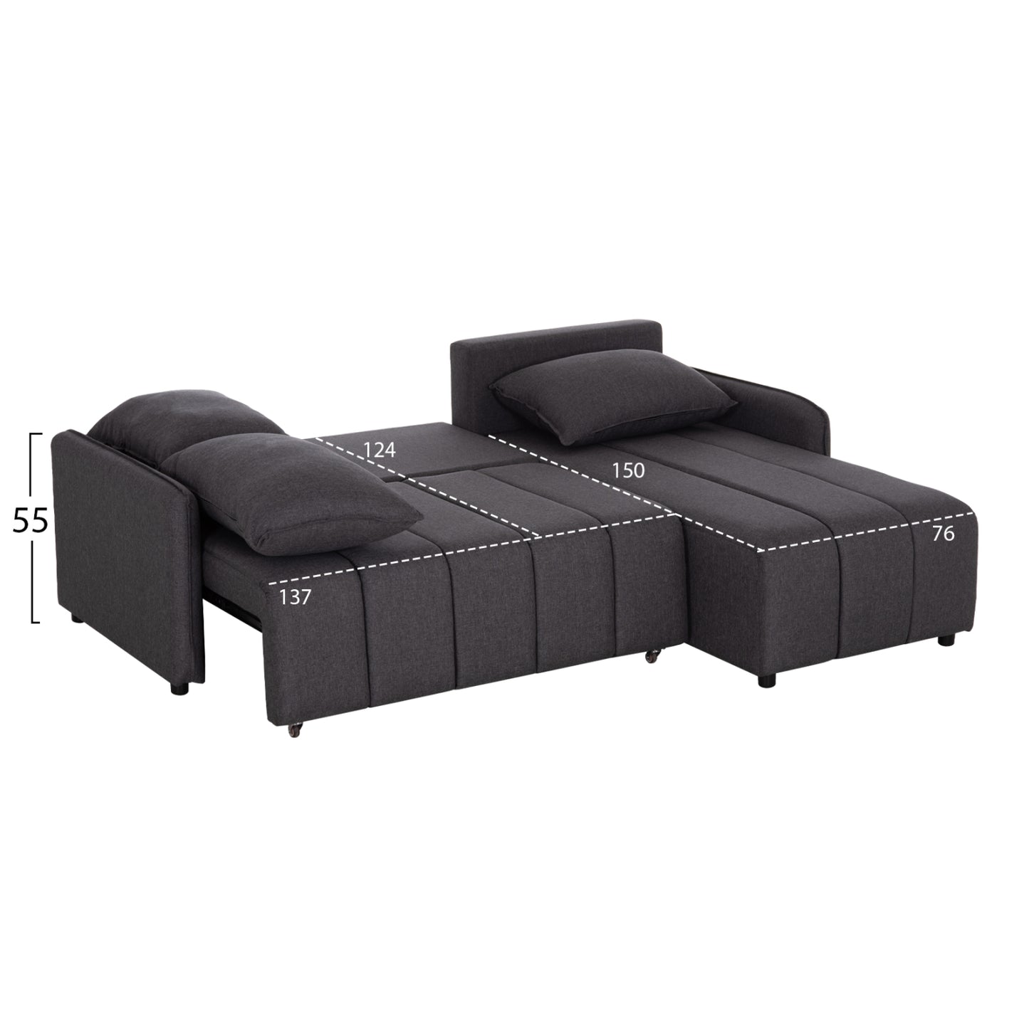 REVERSIBLE CORNER SOFA-BED FREDI HM3312.01 GREY FABRIC 220x167x85Hcm.