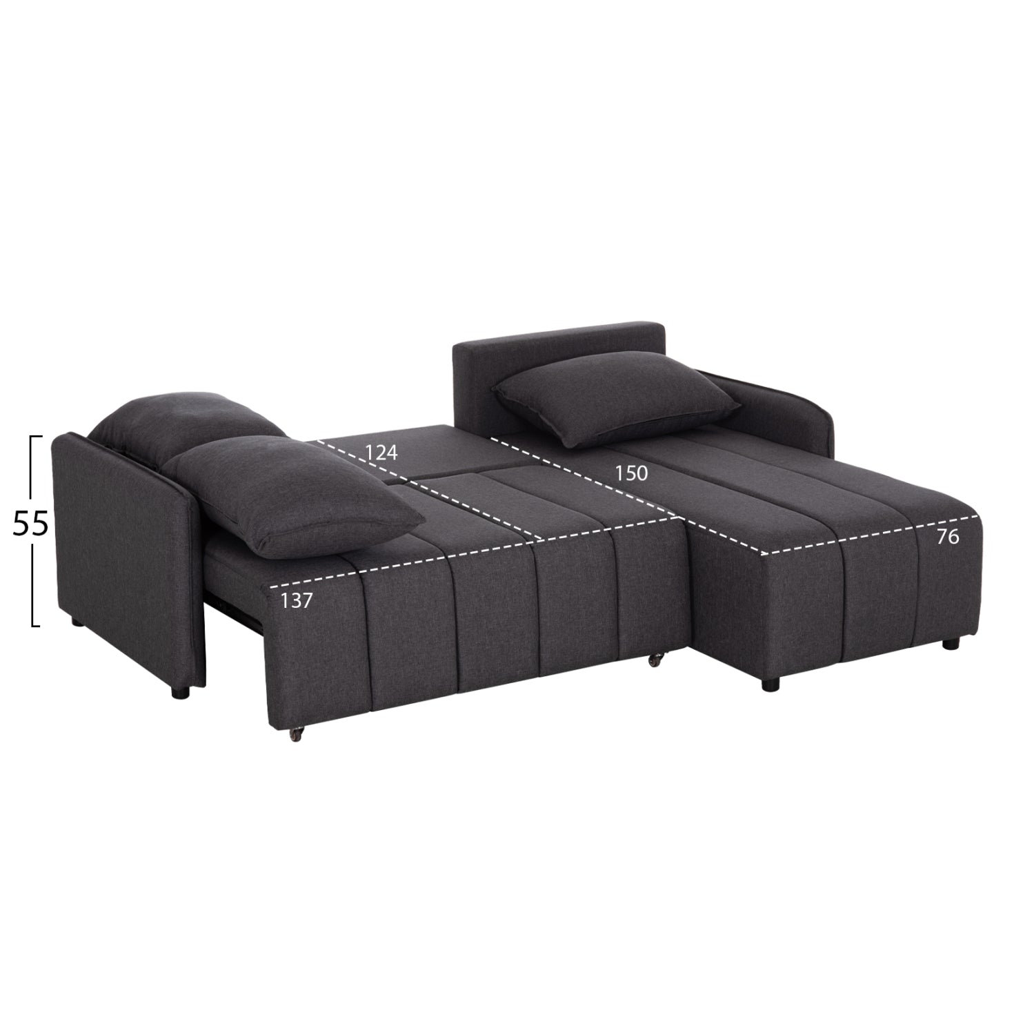 REVERSIBLE CORNER SOFA-BED FREDI HM3312.01 GREY FABRIC 220x167x85Hcm.