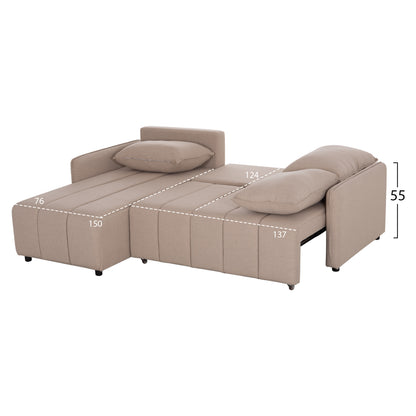 REVERSIBLE CORNER SOFA-BED FREDI HM3312.03 BEIGE FABRIC 220x167x85Hcm.