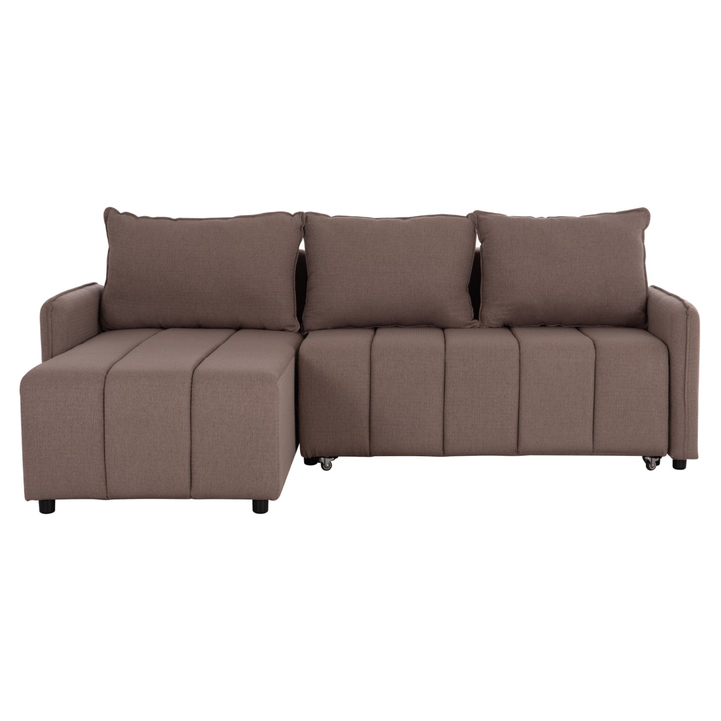 REVERSIBLE CORNER SOFA-BED FREDI HM3312.04 BROWN FABRIC 220x167x85Hcm.