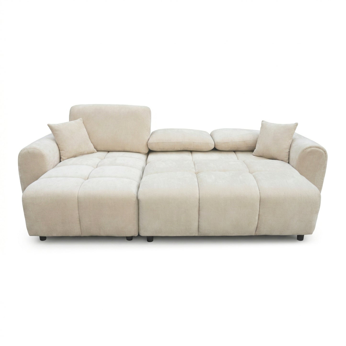 CORNER SOFABED REVERSIBLE GERT HM3349.02 BEIGE CHENILLE FABRIC 252x146x87Hcm.