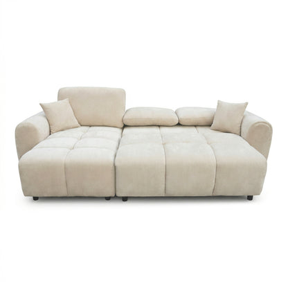 CORNER SOFABED REVERSIBLE GERT HM3349.02 BEIGE CHENILLE FABRIC 252x146x87Hcm.