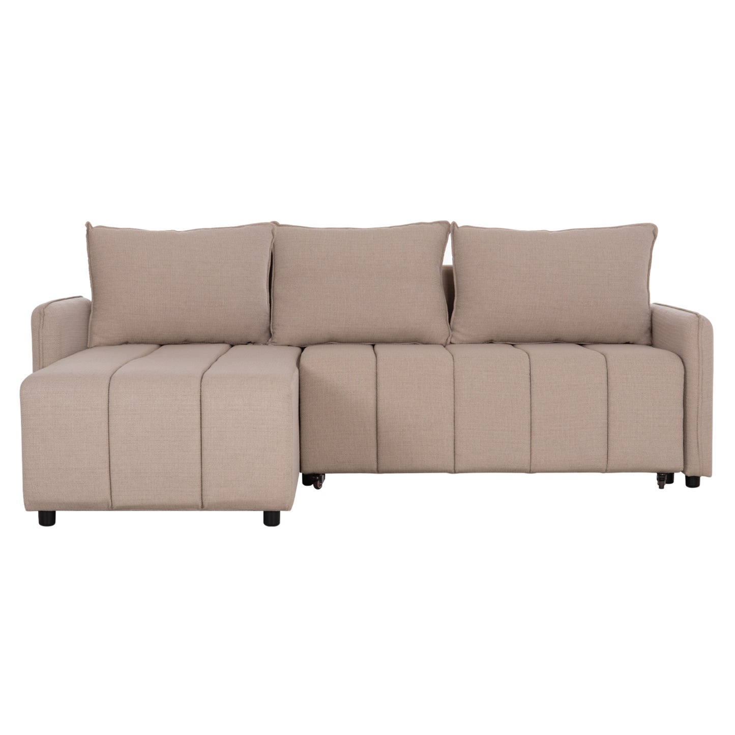 REVERSIBLE CORNER SOFA-BED FREDI HM3312.03 BEIGE FABRIC 220x167x85Hcm.