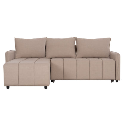 REVERSIBLE CORNER SOFA-BED FREDI HM3312.03 BEIGE FABRIC 220x167x85Hcm.