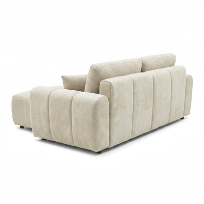 CORNER SOFABED REVERSIBLE GERT HM3349.02 BEIGE CHENILLE FABRIC 252x146x87Hcm.