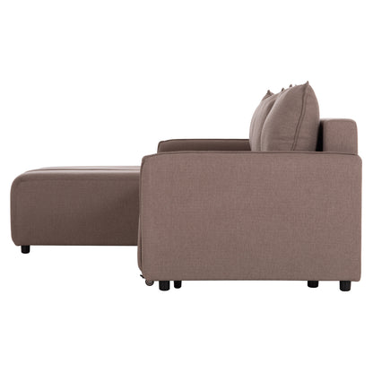 REVERSIBLE CORNER SOFA-BED FREDI HM3312.04 BROWN FABRIC 220x167x85Hcm.