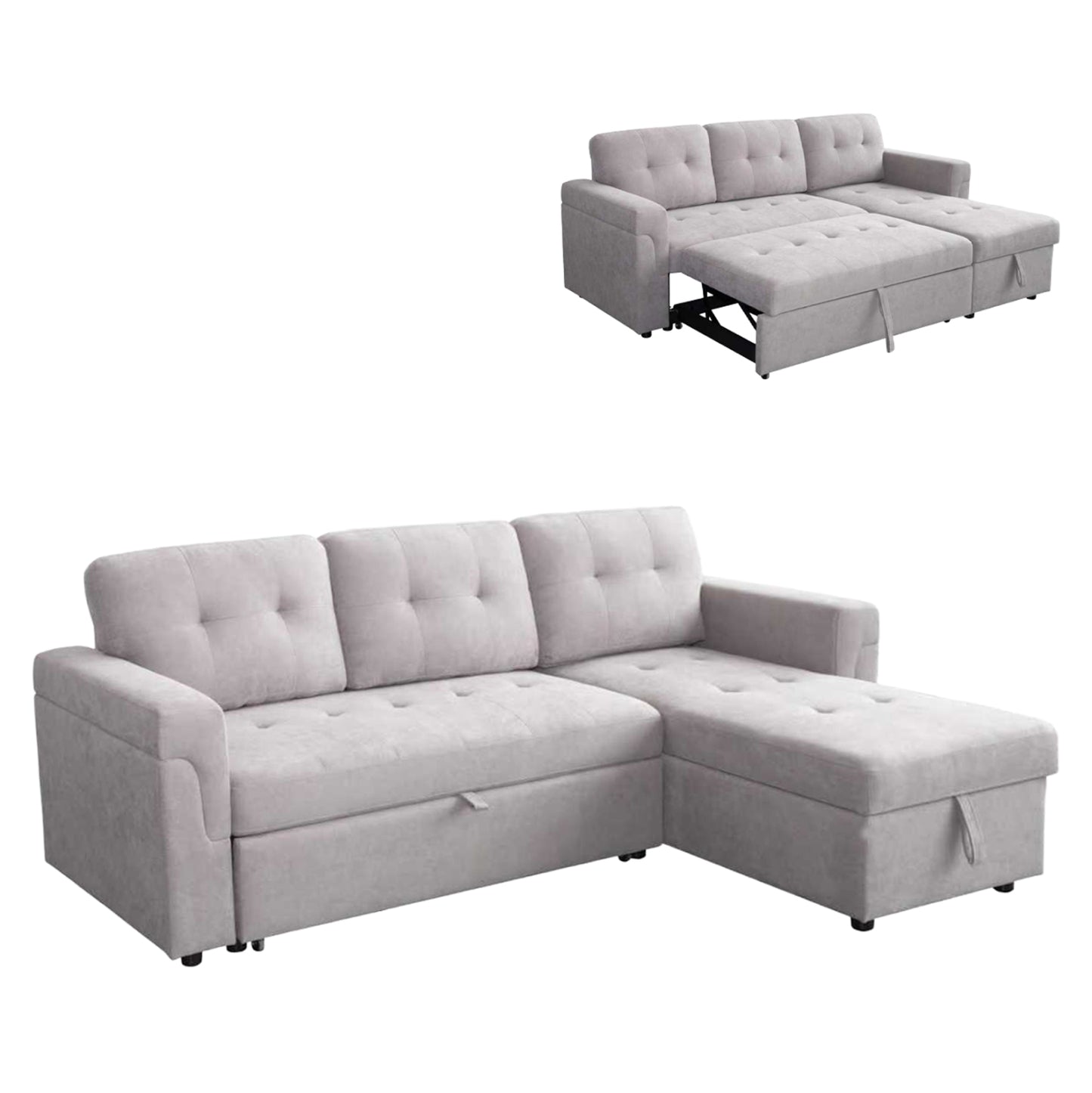 CORNER SOFA-BED REVERSIBLE SAL HM3310.01 LIGHT GREY FABRIC 214x137x83Hcm