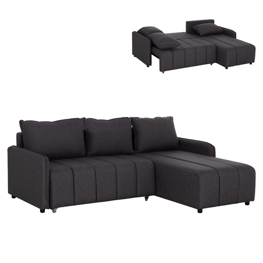 REVERSIBLE CORNER SOFA-BED FREDI HM3312.01 GREY FABRIC 220x167x85Hcm.