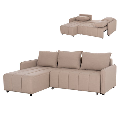 REVERSIBLE CORNER SOFA-BED FREDI HM3312.03 BEIGE FABRIC 220x167x85Hcm.