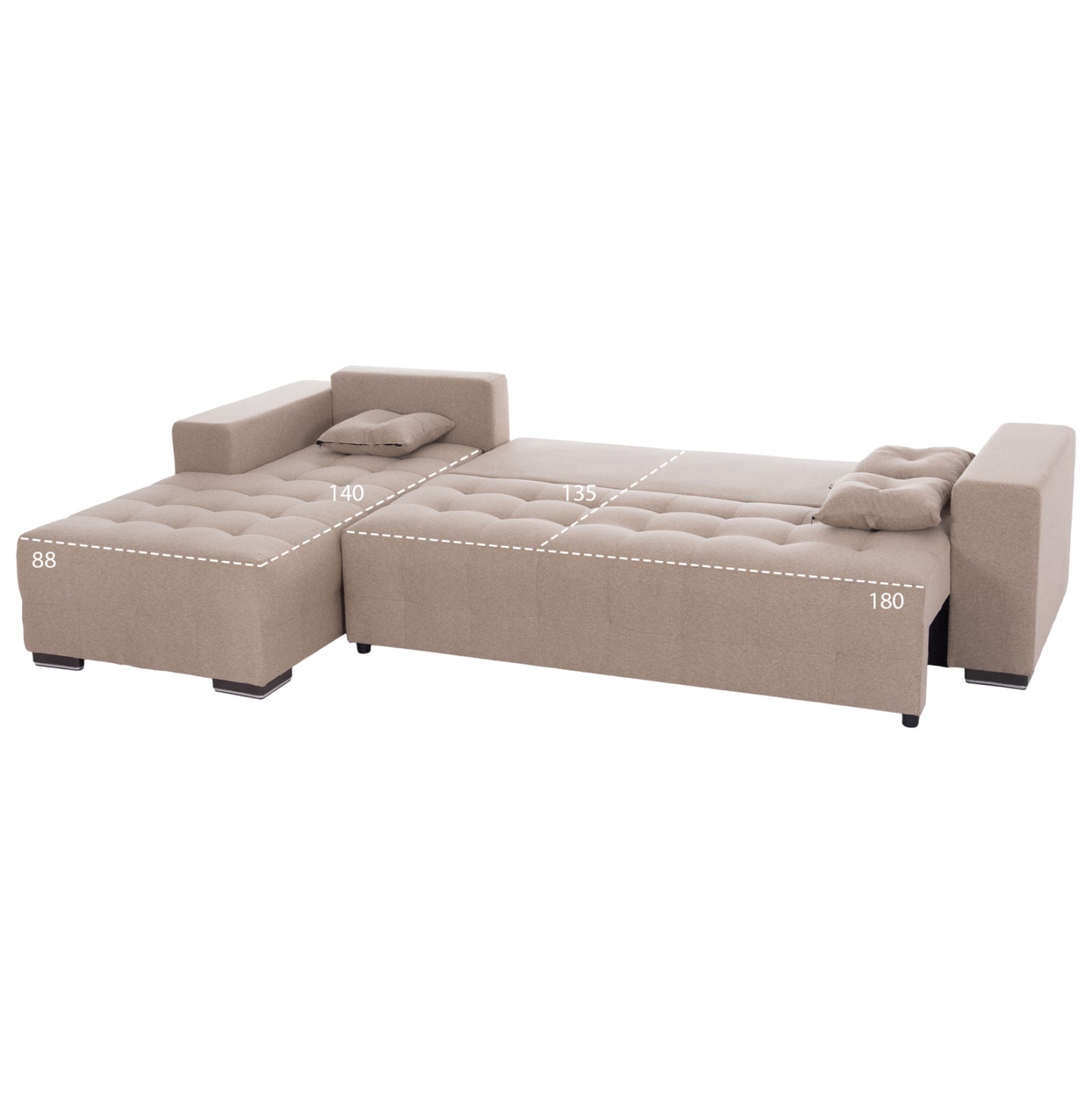 CORNER SOFA-BED WITH STORAGE SPACE TRENDSTON HM3302.03L BEIGE FABRIC 298x177x95Hcm.