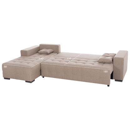 CORNER SOFA-BED WITH STORAGE SPACE TRENDSTON HM3302.03L BEIGE FABRIC 298x177x95Hcm.