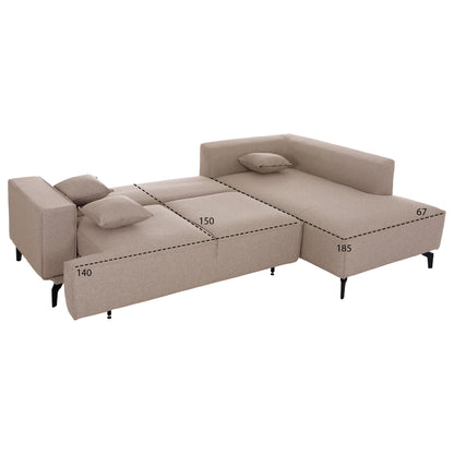 CORNER SOFA-BED WITH STORAGE SPACE SAFFIRA HM3303.03R BEIGE FABRIC 270x195x100Hcm.