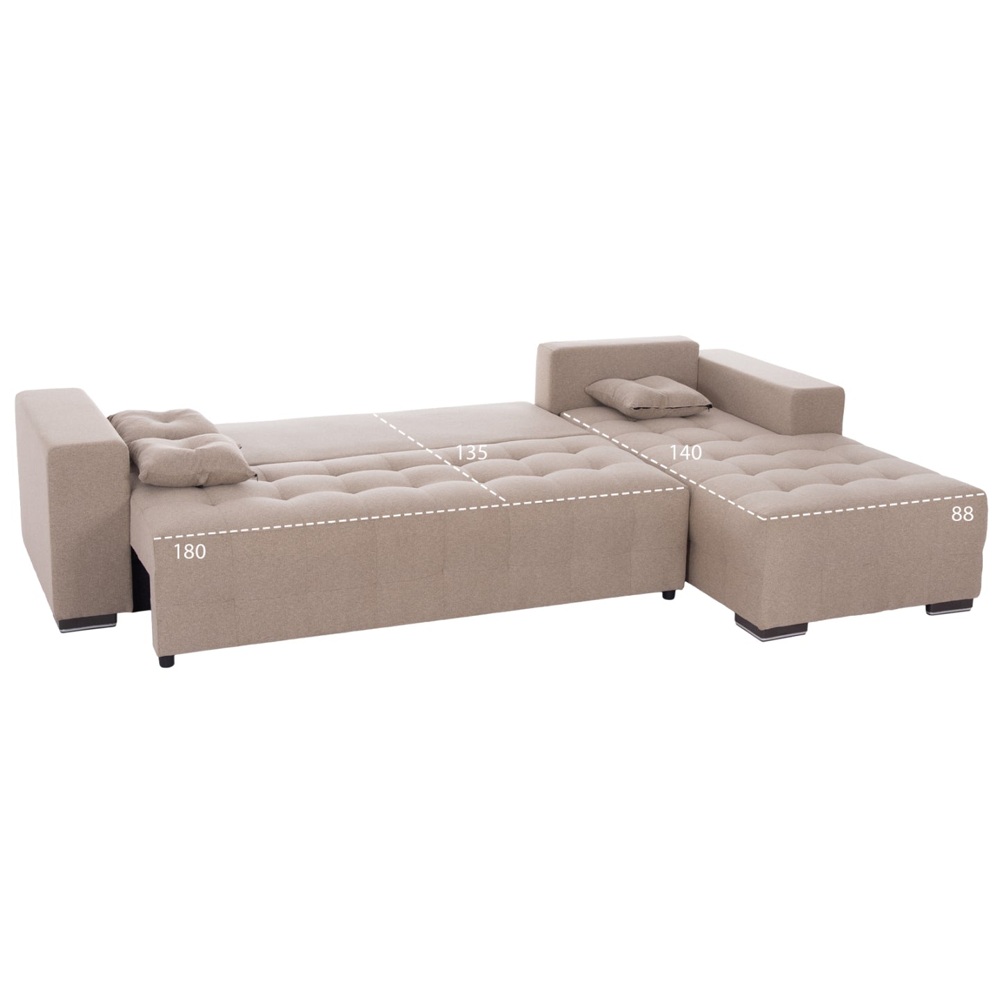 CORNER SOFA-BED WITH STORAGE SPACE TRENDSTON HM3302.03R BEIGE FABRIC 298x177x95Hcm.