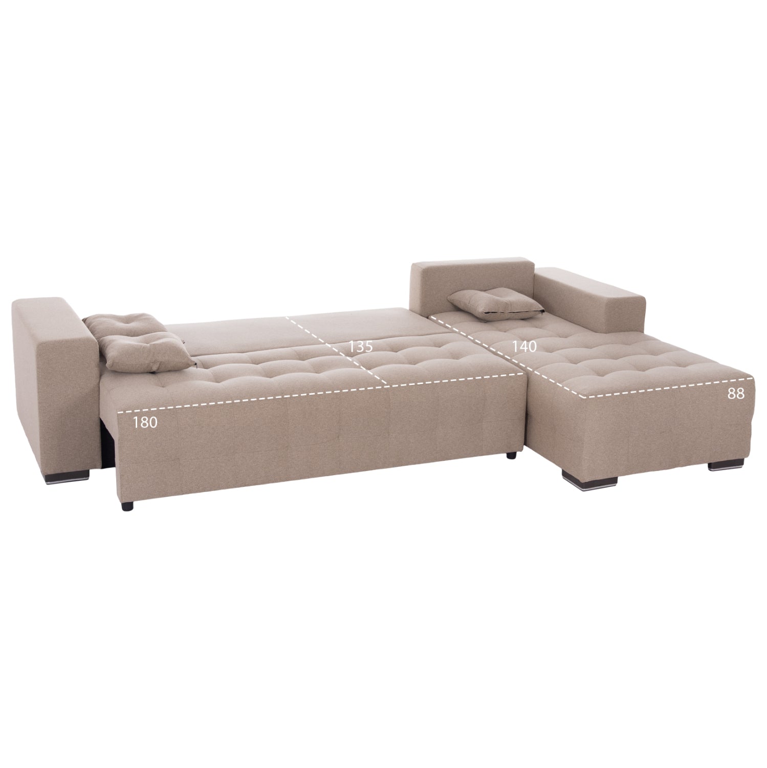 CORNER SOFA-BED WITH STORAGE SPACE TRENDSTON HM3302.03R BEIGE FABRIC 298x177x95Hcm.