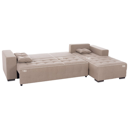 CORNER SOFA-BED WITH STORAGE SPACE TRENDSTON HM3302.03R BEIGE FABRIC 298x177x95Hcm.