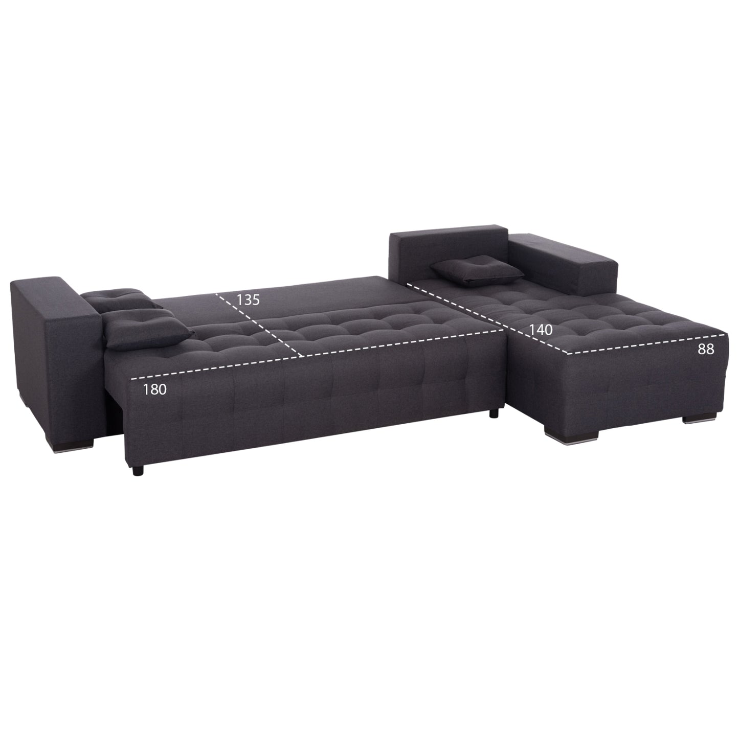 CORNER SOFA-BED WITH STORAGE SPACE TRENDSTON HM3302.01R GREY FABRIC 298x177x95Hcm.