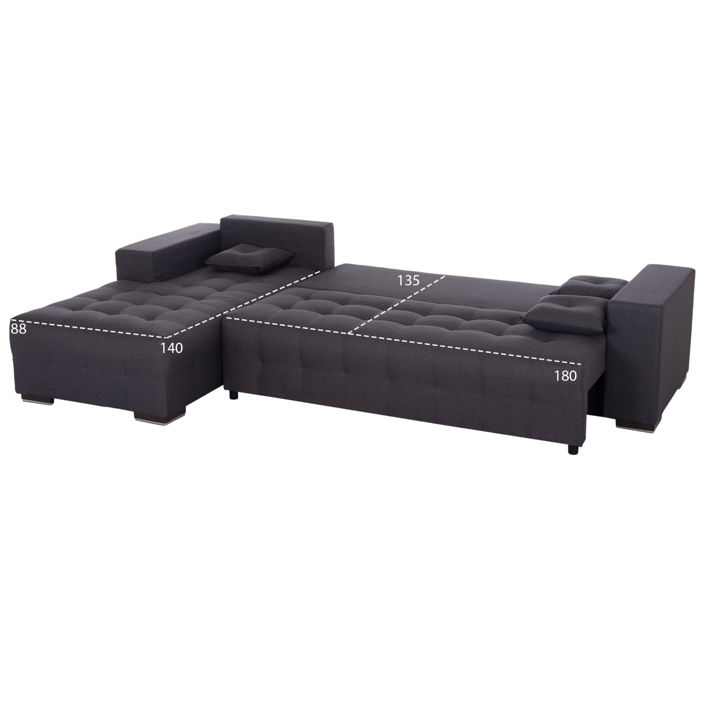 CORNER SOFA-BED WITH STORAGE SPACE TRENDSTON HM3302.01L GREY FABRIC 298x177x95Hcm.