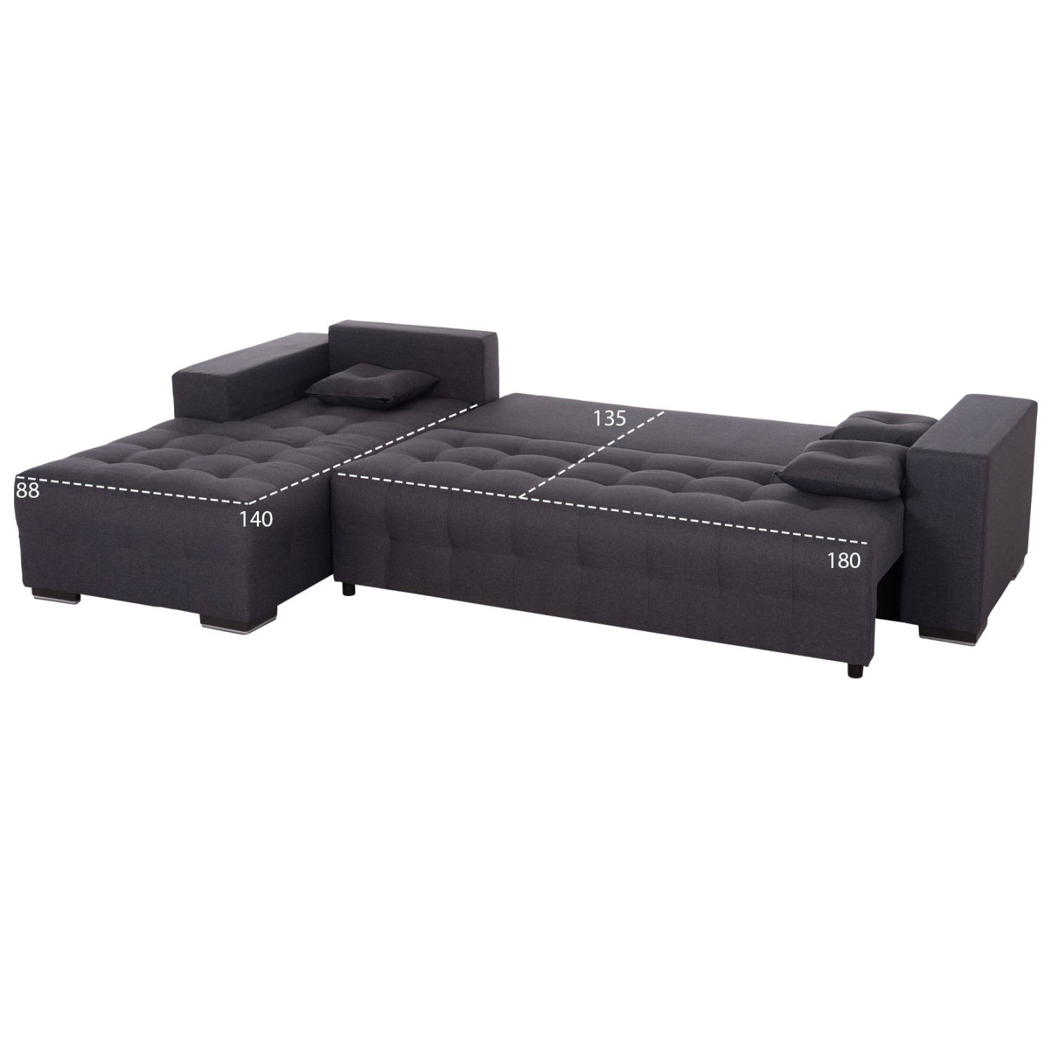 CORNER SOFA-BED WITH STORAGE SPACE TRENDSTON HM3302.01L GREY FABRIC 298x177x95Hcm.