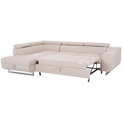 CORNER SOFA-BED WITH STORAGE SPACE ENCORE HM3301.03L BEIGE FABRIC 285x205x90Hcm.