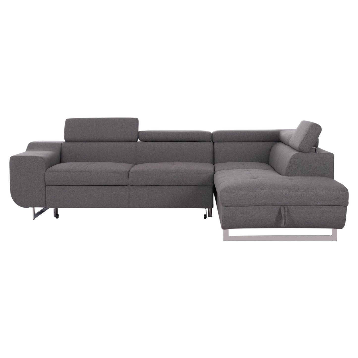 CORNER SOFA-BED WITH STORAGE SPACE ENCORE HM3301.01R GREY FABRIC 285x205x90Hcm.
