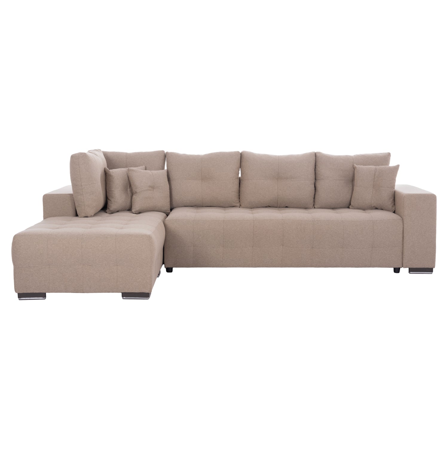 CORNER SOFA-BED WITH STORAGE SPACE TRENDSTON HM3302.03L BEIGE FABRIC 298x177x95Hcm.