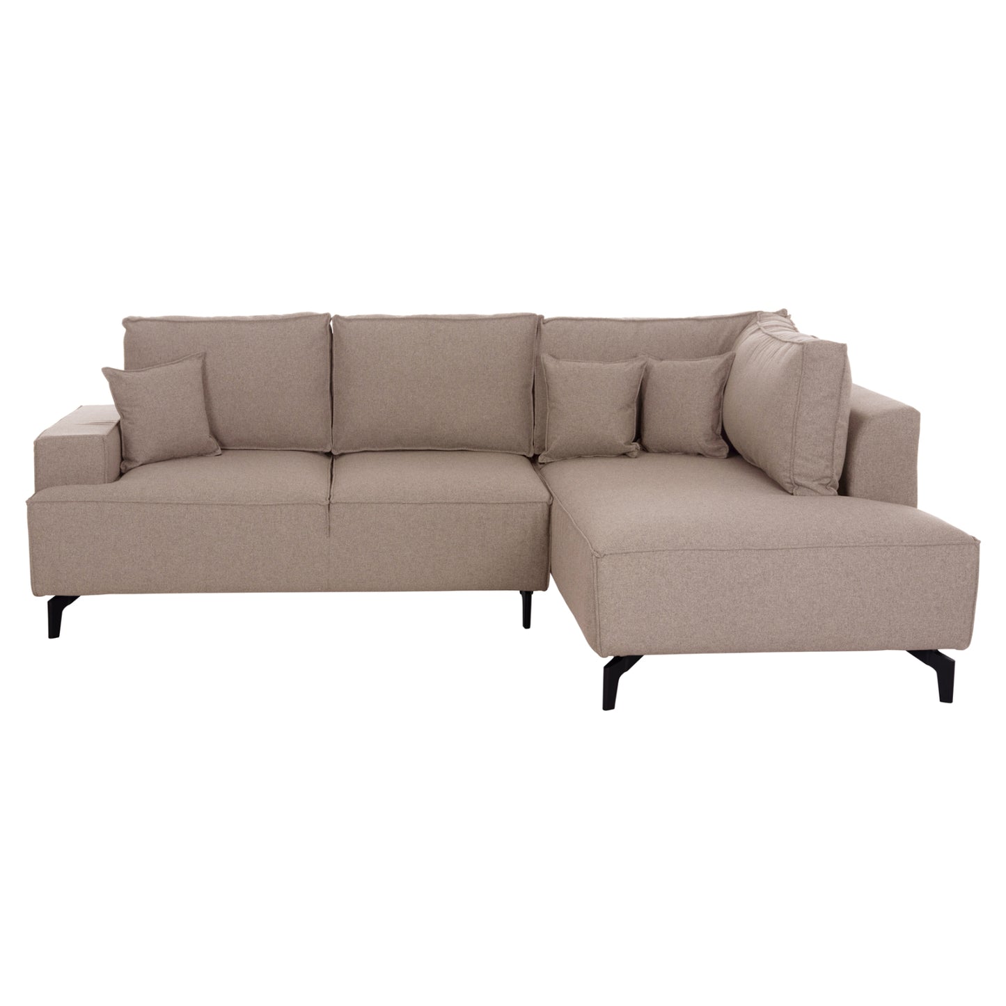 CORNER SOFA-BED WITH STORAGE SPACE SAFFIRA HM3303.03R BEIGE FABRIC 270x195x100Hcm.